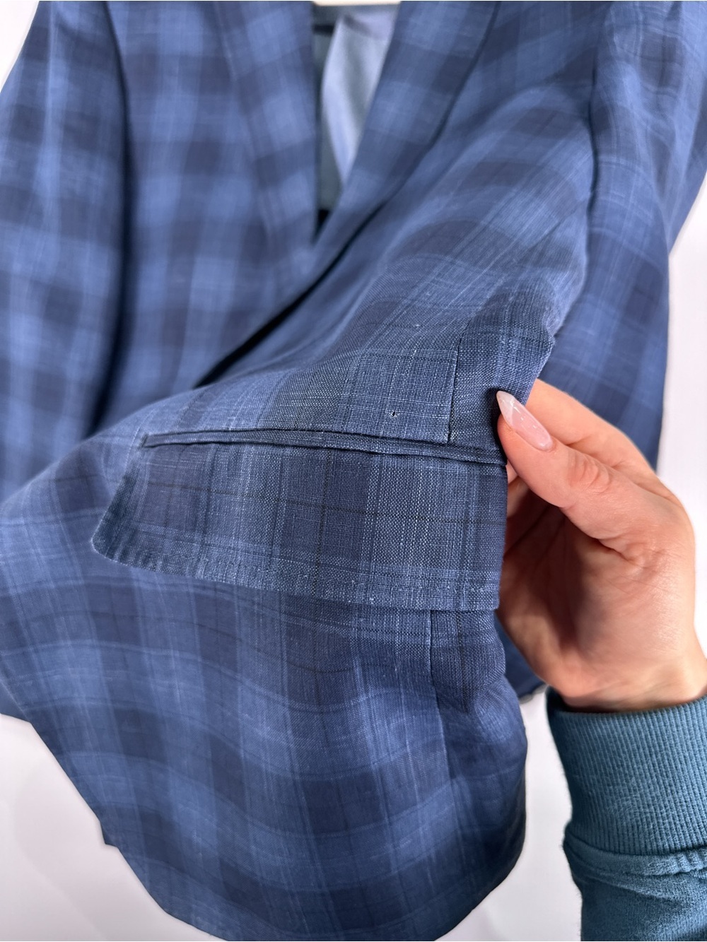 Lauren Ralph Lauren Men's Linen Plaid Blazer Sport Coat Blue 38R - Picture 5 of 13